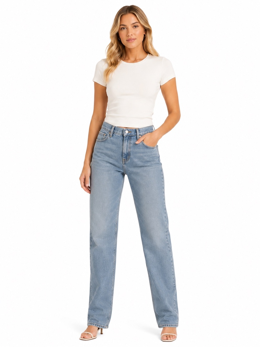 NWT Frame‎ Size 25 Mid Rise Straight Leg Jeans in Light Blue Denim